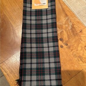 Plaid Men's Scarf in Gray and Green with Red Accent